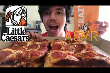 ASMR LITTLE CAESARS PEPPERONI DEEP DISH PIZZA! HOW I MET BILLY & ISAAC! (WHISPERING) EATING SOUNDS!
