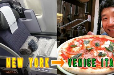 United Airline BUSINESS CLASS New York to Venice Italy & KOREA BBQ!