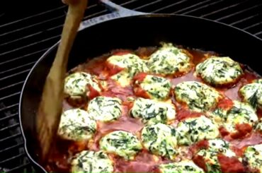 Stuffed Mushrooms Baked on the Weber Kettle in Blacklock Cast Iron