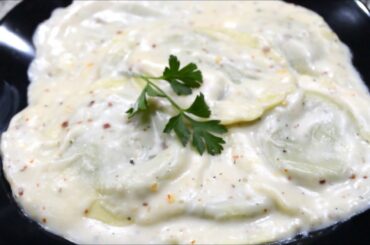 Ravioli (spinach & cheese) in white creamy sauce | Easy Ravioli Recipe | Italian cuisine | food