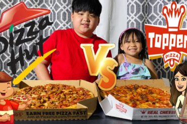 Pizza Hut vs. Toppers Pizza Taste Test FOOD CHALLENGE