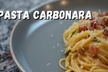 Delicious pasta carbonara.