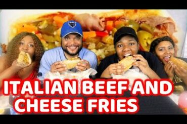 PORTILLOS | Italian Beef & Cheese Fries | Chicago Food | Family Mukbang