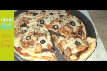 Chicken Fajita Thin crust Pizza Recipe By sadaf's Food corner without Oven