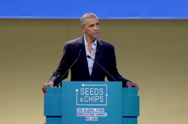 Barack Obama speaks at the Global Food Innovation Summit, Milan, Italy, on May 9, 2017
