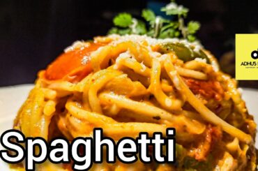 Spaghetti | Swiss Spaghetti | Spaghetti Recipe in pan | White Wine |Tomato Sauce~ " ADHU'S KITCHEN"
