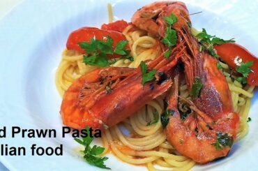 Shrimp pasta recipe. Best Italian spaghetti red prawn. Easy, fast and tasty!
