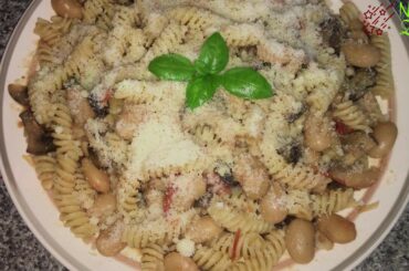 mushrooms pasta recipe,মাসরুম পাসতা,mushroom pasta italian style, pasta with mushrooms and beans,