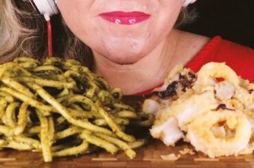 ASMR Italian Food TROCCOLI AL PESTO E CALAMARI FRITTI | EATING SOUND | MUKBANG | MARETTAASMR