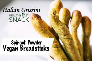Spinach Powder Vegan Breadsticks | Italian Grissini - Healthy Easy Snack