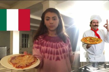 decorating a pizza because italy