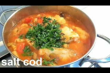 Salt Cod with potatoes and bell pepper. Baccalà recipe Italian Food