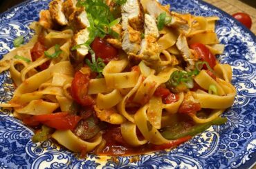 Fettuccine red sauce with grilled spicy chicken, Italian pasta, Easy pasta recipe, Ahmed Alam, TFJ