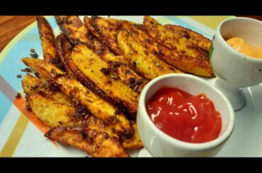 Oven Baked Potato Wedges Recipe | Crispy French Fries Baked With Italian Herbs