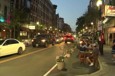 Here's what outdoor dining looks like in Boston's North End on a Friday night