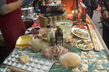 Freshly made Ravioli pasta  Italian street food Camden Market