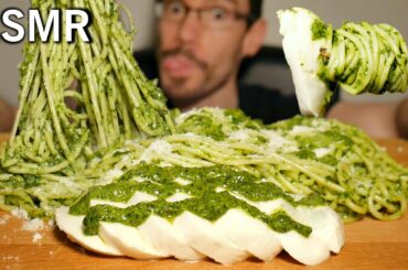 ASMR SPAGHETTI PESTO PASTA + FRESH MOZZARELLA (EATING SOUNDS) *Homemade *No talking | Iberian ASMR
