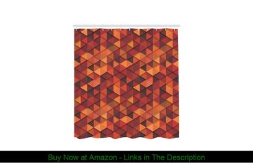 ❄️ Ambesonne Orange Shower Curtain, Abstract Vector Retro Pattern of Triangles Modern Art Inspired