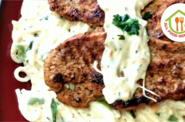 CHICKEN STEAK WITH WHITE SPAGHETTI RECIPE BY ALL FOOD HOMEMADE// RICH AND CREAMY ITALIAN DISHE