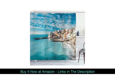 ✅ Ambesonne Italy Shower Curtain, Panorama of Old Italian Fishing Village Beach in Old Province Coa