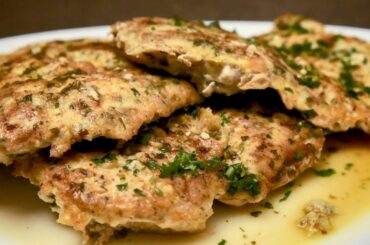 Chicken with wine sauce. Chicken piccata