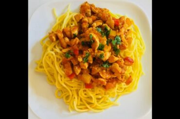 Chicken Spaghetti in Homemade Italian Tomato Sauce | Chicken Pasta Recipe