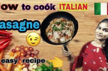 COOK¡Awesome Italian🇮🇹 LASAGNE /easy recipe with Substitles 😊/Foreign Food recipe in हिन्दी!!! 😃