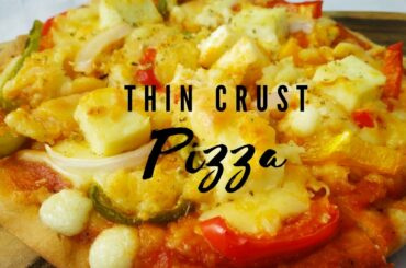 Homemade Thin Crust Paneer Pizza | No yeast pizza| Baking in Oven and Kadaai | Easy and step wise |