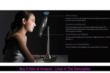 ✅ simplehuman Sensor Lighted Makeup Vanity Mirror, 8" Round with Touch-Control Brightness, 5X Magni