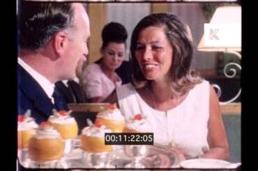 1960s Italian Cruise Ship, Onboard Restaurant, Fine Dining, Fish, 16mm