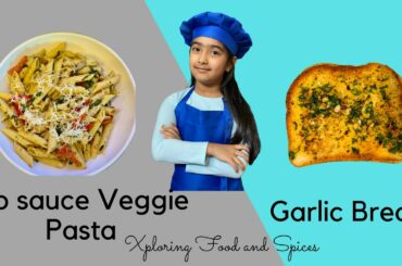 Veggie Pasta without sauce | Easy Garlic Bread | Italian foods| Lunch or dinner | Vegetarian
