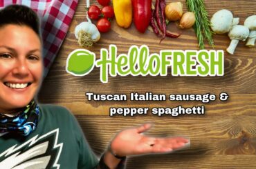 First time cooking HelloFresh! This is the Tuscan Italian Sausage & Pepper Spaghetti.