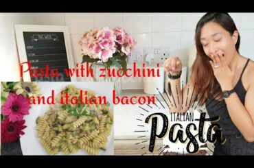 Food Diary: Pasta with zucchini & Italian bacon | Saladmaster | Fusilli con zucchini e pancetta