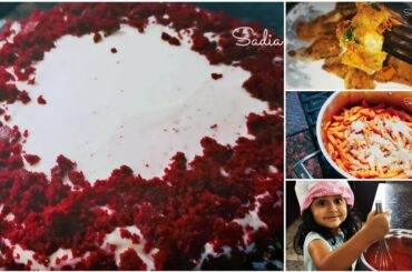 My daughter made red velvet cake/Italian pasta