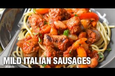 Mild Italian Sausages w/ Peppers & Pearl Onions in Pasta Sauce Recipe by Swaggerty's Farm®