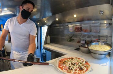 Italian Pizza in Wood Fired Oven On The Road. London Street Food