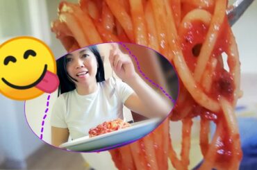 HOW  TO COOK AMATRICIANA🍝ORIGINAL ITALIAN RECIPE🇮🇹 /COOKBANG (SPAGETTI WITH TOMATO SAUCE AND BACON)