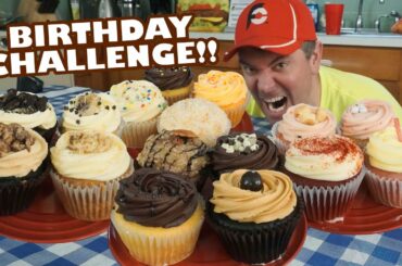 Birthday Cupcake Challenge w/ 16 Different BIG Cupcakes!!
