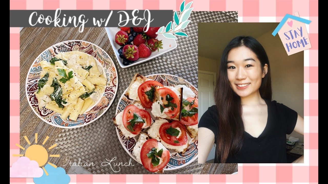 Cooking w/ D&J: Italian Lunch (Chicken Kale Rigatoni Alfredo and Tomato Basil Mozzarella Toasts) Cooking w/ D&J: Italian Lunch (Chicken Kale Rigatoni Alfredo and Tomato Basil Mozzarella Toasts)