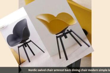 ✅Nordic swivel chair armrest back dining chair modern simple leisure of