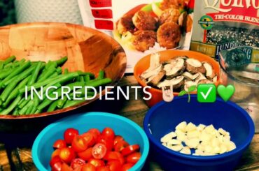 GARDEIN VEGAN ITALIAN SAUSAGE|GREEN BEANS|QUINOA|SOME ASMR PARTS COOKING SIZZLING SOUNDS