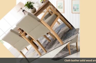 ✓Cloth leather solid wood armchair restaurant hotel coffee chair simpl