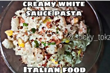 Creamy white sauce pasta / white sauce pasta mixed with veggies / Italian food / recp in description