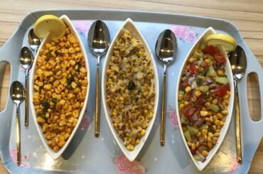 3 types of sweet corn recipes: corn chaat, corn salad and Italian cheese corn.....quick and easy