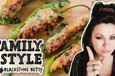 Deli Style Italian Sausage Stuffed Long Hot Peppers | Family Style | Blackstone