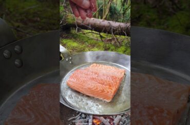 Creamy Salmon Pasta (forest made😜) campfire cooking #pasta #Italy #cooking