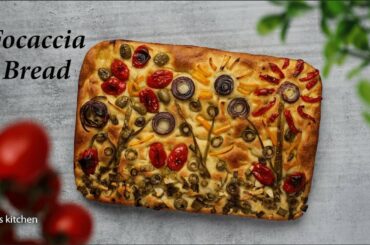 Focaccia bread | Vegetable focaccia bread | Italian bread recipe | Soft and fluffy focaccia bread