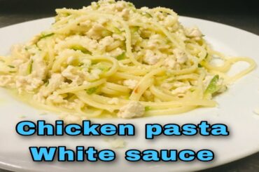 Italian white sauce pasta on linguine recipe/creamy chicken white sauce delicious pasta recipe