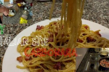 My FIRST time!!! Cooking an Italian Style Carbonara...