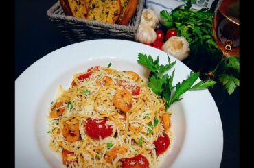 Prawn Aglio Olio With Parsley Garlic Bread by Suprava Treats - Enjoy Italian Cuisine At Home
